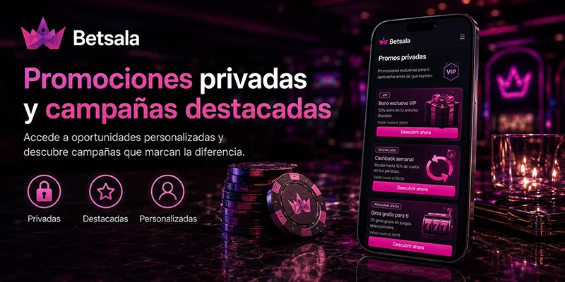 Promociones privadas VIP de Betsala con corona dorada