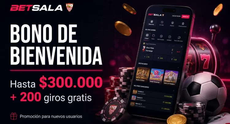 Bono de bienvenida de hasta $300.000 más 200 giros gratis;